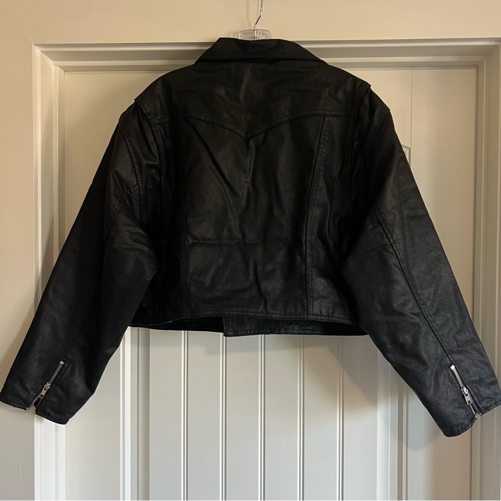 Wrangler Black Leather Biker Jacket - Picture 7 of 16